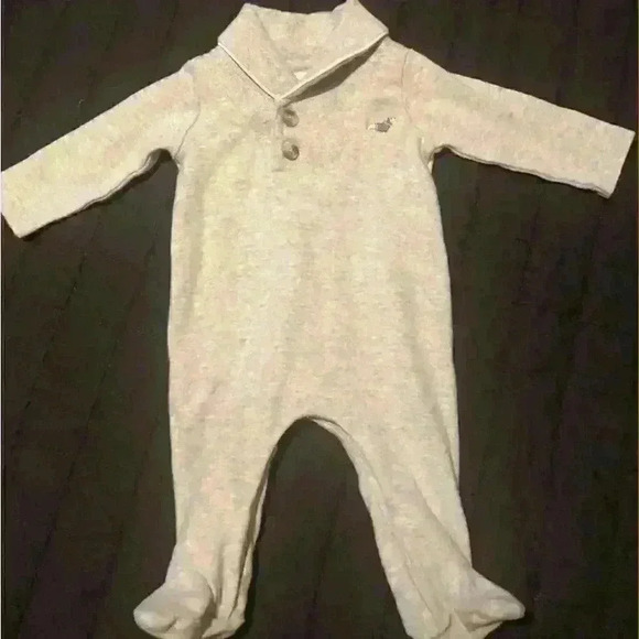 Edgehill Collection Shaw Collar Long Sleeve Interlock Footed Coverall Size NB - Picture 2 of 3